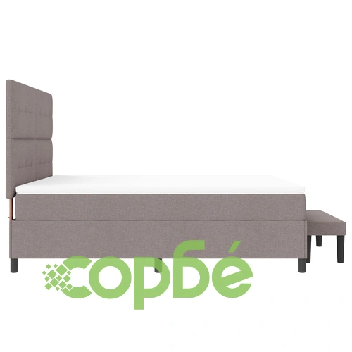 Луксозно Боксспринг Легло с Матрак и Пейка 180x200 см в Таупе, Тъкан Материал ➤ топ цена ➤ sorbe.bg