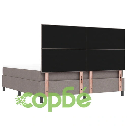 Луксозно Боксспринг Легло с Матрак и Пейка 180x200 см в Таупе, Тъкан Материал ➤ топ цена ➤ sorbe.bg