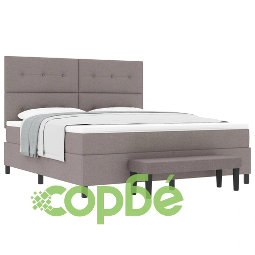 Луксозно Боксспринг Легло с Матрак и Пейка 180x200 см в Таупе, Тъкан Материал ➤ топ цена ➤ sorbe.bg