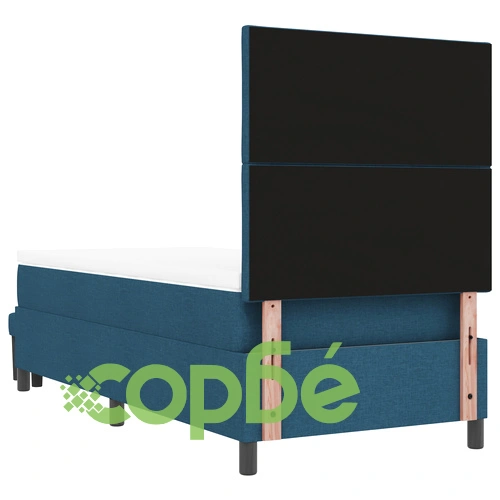 Легло с пружини с матрак и пейка 90x190 см, синя тъкан полиестер ➤ топ цена ➤ sorbe.bg