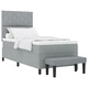 Легло с пружини, матрак и пейка 90x200 см, светлосиво, полиестерен плат
