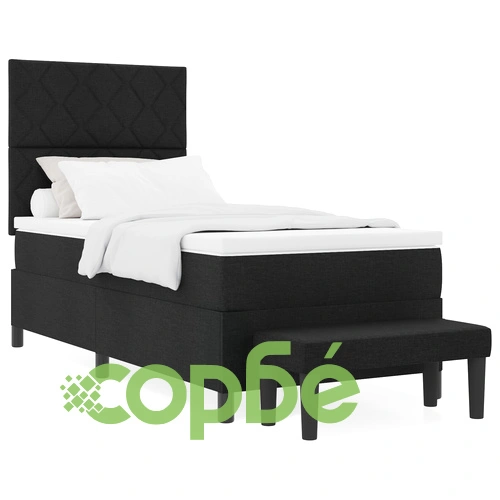 Легло с кутия пружини, матрак и пейка - черно 90x200 см тъкан ➤ топ цена ➤ sorbe.bg