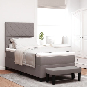 Легло с пружина, матрак и пейка от тъкан материал в цвят таупе 90x200 см