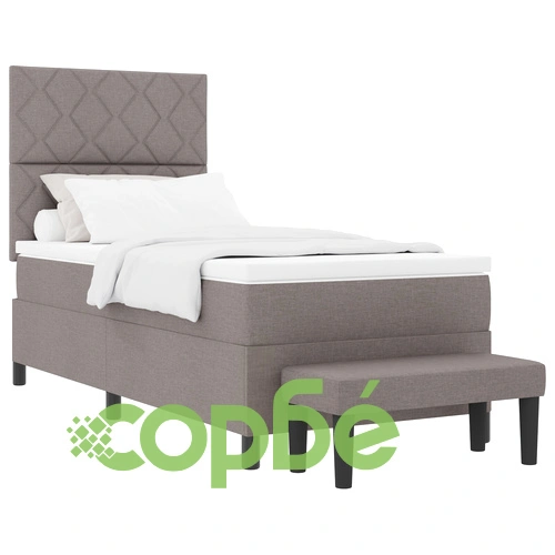 Легло с пружина, матрак и пейка от тъкан материал в цвят таупе 90x200 см ➤ топ цена ➤ sorbe.bg