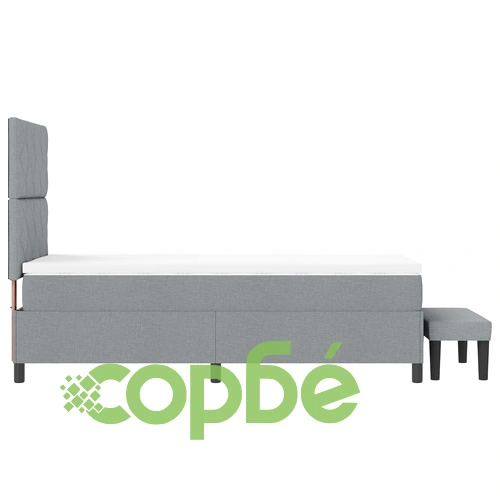 Легло с пружини с матрак и пейка от тъкан, светло сиво 100x200 см ➤ топ цена ➤ sorbe.bg