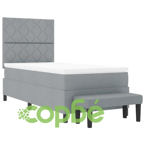 Легло с пружини с матрак и пейка от тъкан, светло сиво 100x200 см ➤ топ цена ➤ sorbe.bg