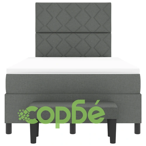 Легло с пружини, матрак и пейка 120x190 см - тъмносиво, текстилна тапицерия ➤ топ цена ➤ sorbe.bg