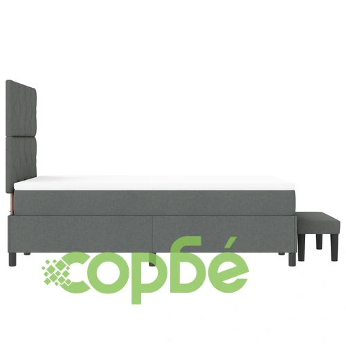 Легло с пружини, матрак и пейка 120x190 см - тъмносиво, текстилна тапицерия ➤ топ цена ➤ sorbe.bg