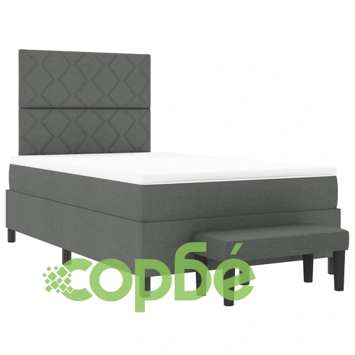 Легло с пружини, матрак и пейка 120x190 см - тъмносиво, текстилна тапицерия ➤ топ цена ➤ sorbe.bg