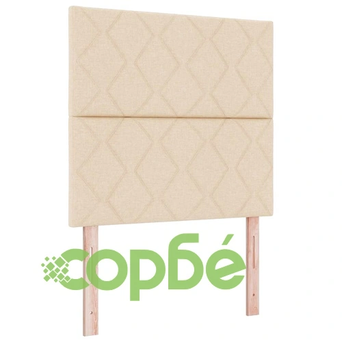 Легло с табла и матрак Крем, 120 x 190 см, текстил ➤ топ цена ➤ sorbe.bg