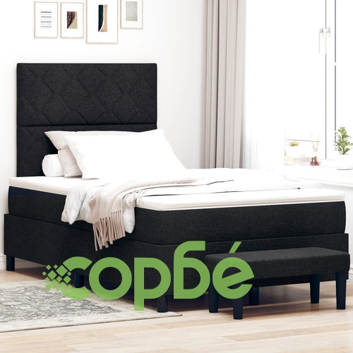 Легло с кутия пружина, матрак и пейка от черна тъкан 120x200 см ➤ топ цена ➤ sorbe.bg
