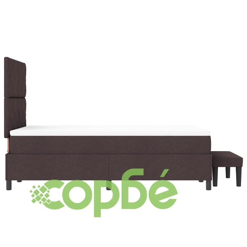 Легло с пружинна база 120x200 см с матрак и пейка от тъкан в тъмно кафяво ➤ топ цена ➤ sorbe.bg