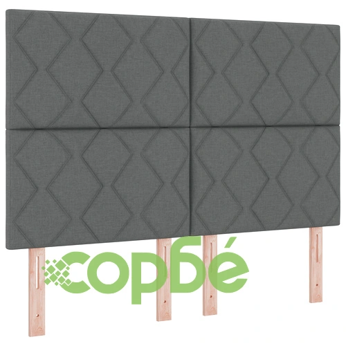 Легло с кутия с матрак и пейка от тъкан плат, тъмно сиво, 140x200 см ➤ топ цена ➤ sorbe.bg