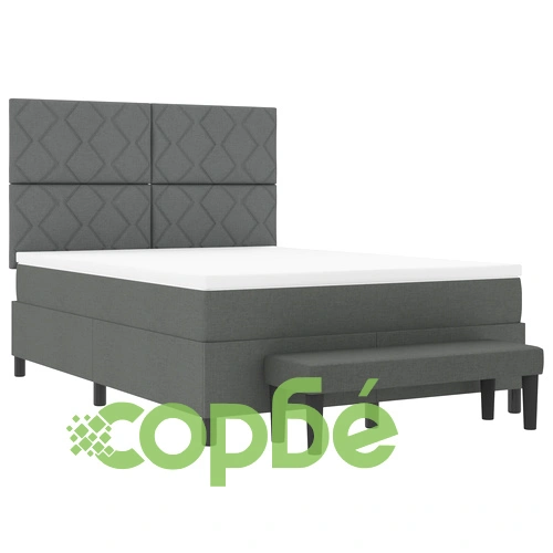 Легло с кутия с матрак и пейка от тъкан плат, тъмно сиво, 140x200 см ➤ топ цена ➤ sorbe.bg