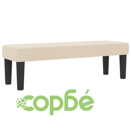 Легло с короб, матрак и пейка 200x200 см - Кремава тъкан ➤ топ цена ➤ sorbe.bg