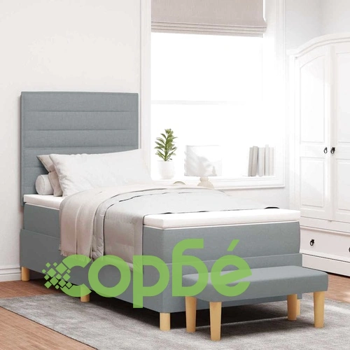 Легло с пружинирана основа и матрак светлосиво 80x200 см текстил ➤ топ цена ➤ sorbe.bg