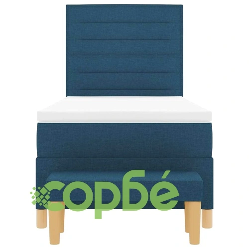 Легло с пружинирана основа и матрак синьо 90x190 см текстил с пейка ➤ топ цена ➤ sorbe.bg