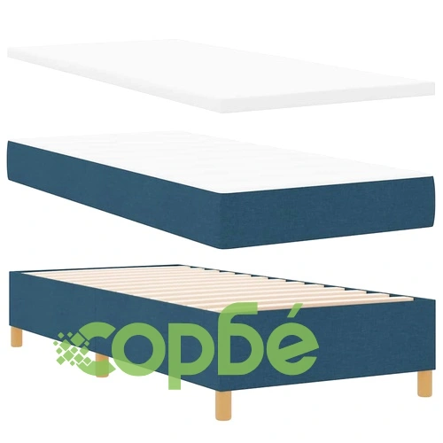 Легло с пружинирана основа и матрак синьо 90x190 см текстил с пейка ➤ топ цена ➤ sorbe.bg