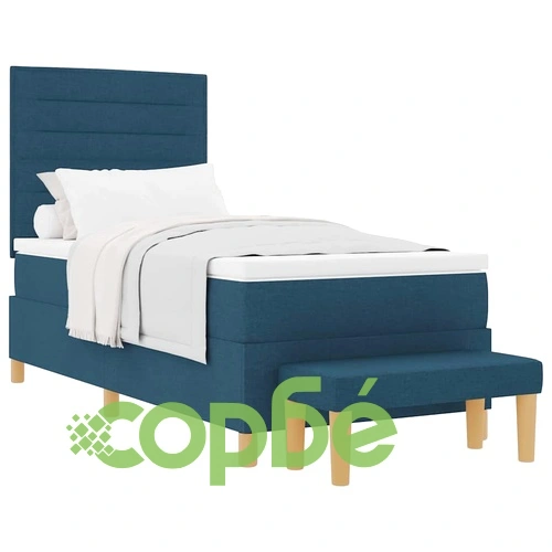 Легло с пружинирана основа и матрак синьо 90x190 см текстил с пейка ➤ топ цена ➤ sorbe.bg