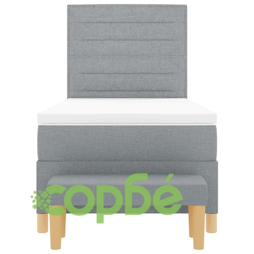 Легло с пружини с матрак и пейка от тъкан 90x200 см Светлосиво ➤ топ цена ➤ sorbe.bg