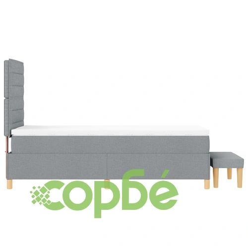 Легло с пружини с матрак и пейка от тъкан 90x200 см Светлосиво ➤ топ цена ➤ sorbe.bg