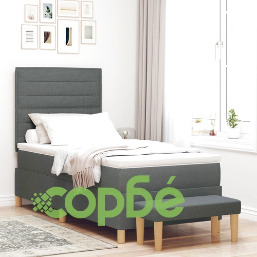 Рамка за легло с матрак 90 x 200 см - Комплект от 2 части, Тъмносив Плат ➤ топ цена ➤ sorbe.bg