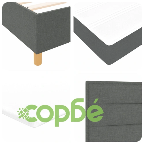 Рамка за легло с матрак 90 x 200 см - Комплект от 2 части, Тъмносив Плат ➤ топ цена ➤ sorbe.bg