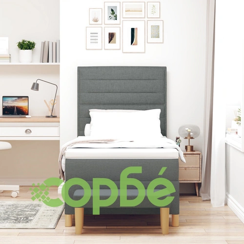 Рамка за легло с матрак 90 x 200 см - Комплект от 2 части, Тъмносив Плат ➤ топ цена ➤ sorbe.bg