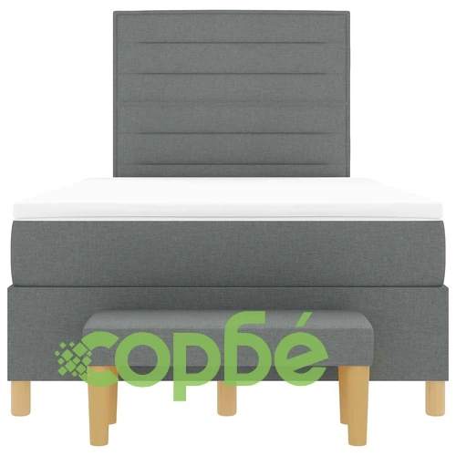 Легло с пружинирана основа, матрак и пейка тъмно сиво 120x190 см текстил ➤ топ цена ➤ sorbe.bg