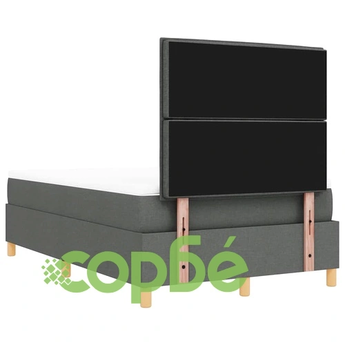 Легло с пружинирана основа, матрак и пейка тъмно сиво 120x190 см текстил ➤ топ цена ➤ sorbe.bg