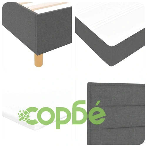 Легло с пружинирана основа, матрак и пейка тъмно сиво 120x190 см текстил ➤ топ цена ➤ sorbe.bg