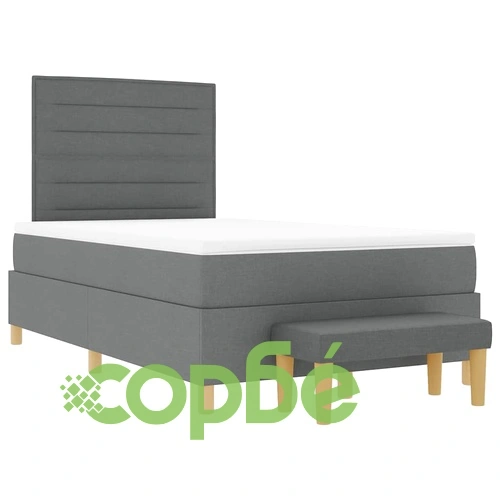 Легло с пружинирана основа, матрак и пейка тъмно сиво 120x190 см текстил ➤ топ цена ➤ sorbe.bg