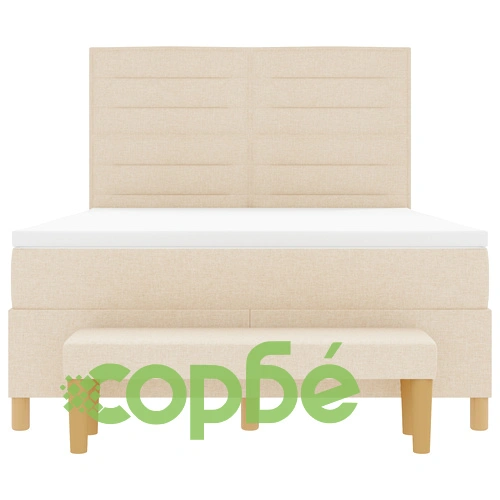 Box Spring легло с матрак и пейка 140x200 см от тъкан в кремов цвят ➤ топ цена ➤ sorbe.bg