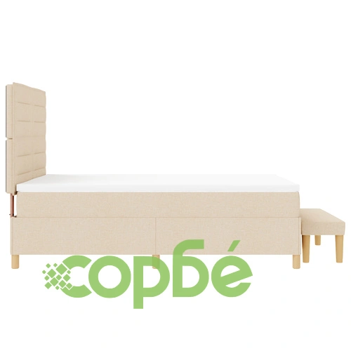 Box Spring легло с матрак и пейка 140x200 см от тъкан в кремов цвят ➤ топ цена ➤ sorbe.bg