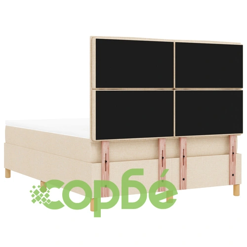 Box Spring легло с матрак и пейка 140x200 см от тъкан в кремов цвят ➤ топ цена ➤ sorbe.bg