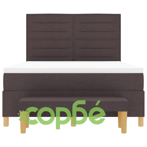 Луксозно легло с пружини 160x200 см с матрак и пейка от текстил в тъмно кафяв цвят ➤ топ цена ➤ sorbe.bg