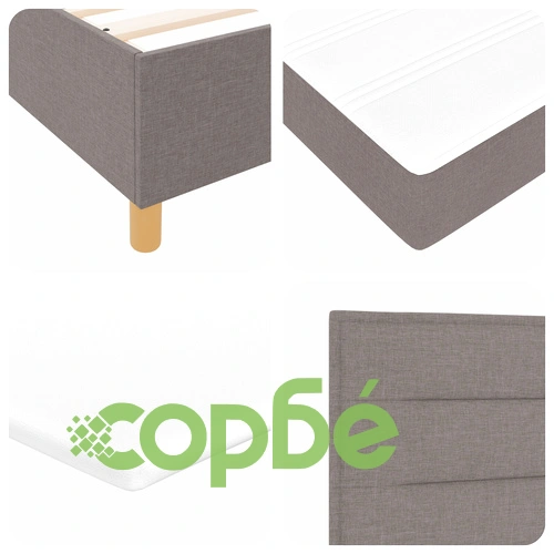 Легло с пружина и матрак 160x200 см, таупе, текстил, с пейка ➤ топ цена ➤ sorbe.bg