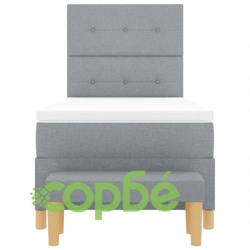 Легло с пружина, матрак и пейка 90x190 см - Светлосиво, Текстил ➤ топ цена ➤ sorbe.bg