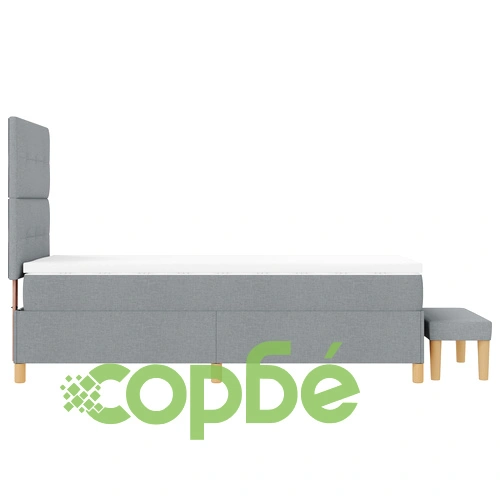 Легло с пружина, матрак и пейка 90x190 см - Светлосиво, Текстил ➤ топ цена ➤ sorbe.bg