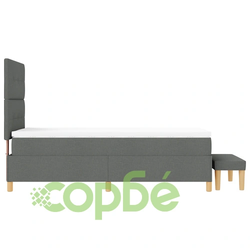 Легло с пружини, матрак и пейка 90x190 см от полиестерна тъкан - тъмно сиво ➤ топ цена ➤ sorbe.bg