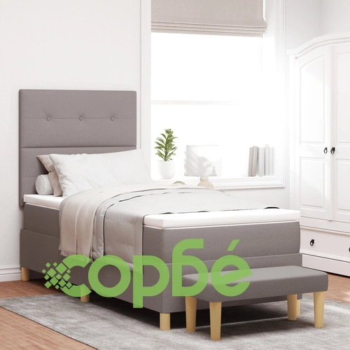 Кушетка с матрак и пейка от полиестерен плат, таупе, 90x190 см ➤ топ цена ➤ sorbe.bg