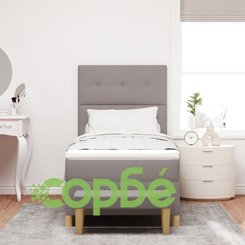 Кушетка с матрак и пейка от полиестерен плат, таупе, 90x190 см ➤ топ цена ➤ sorbe.bg