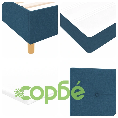 Легло с пружинен матрак и пейка 90x190 см Синьо Текстил ➤ топ цена ➤ sorbe.bg