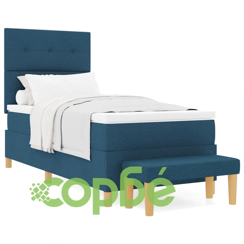 Легло с пружинен матрак и пейка 90x190 см Синьо Текстил ➤ топ цена ➤ sorbe.bg