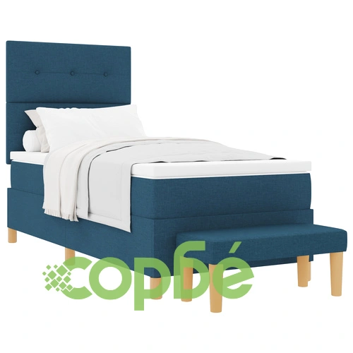 Легло с пружини с матрак и пейка 100x200 см Синьо Текстил ➤ топ цена ➤ sorbe.bg