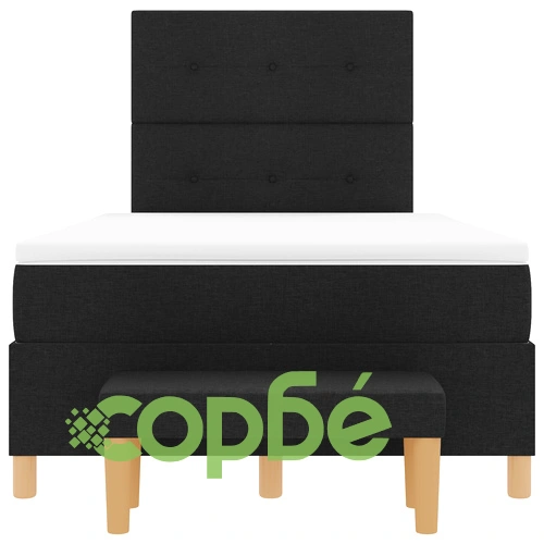 Легло с пружини, матрак и пейка в черен цвят 120x200 см от полиестерна тъкан ➤ топ цена ➤ sorbe.bg