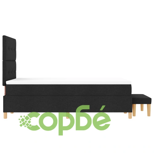 Легло с пружини, матрак и пейка в черен цвят 120x200 см от полиестерна тъкан ➤ топ цена ➤ sorbe.bg