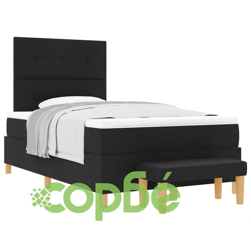 Легло с пружини, матрак и пейка в черен цвят 120x200 см от полиестерна тъкан ➤ топ цена ➤ sorbe.bg