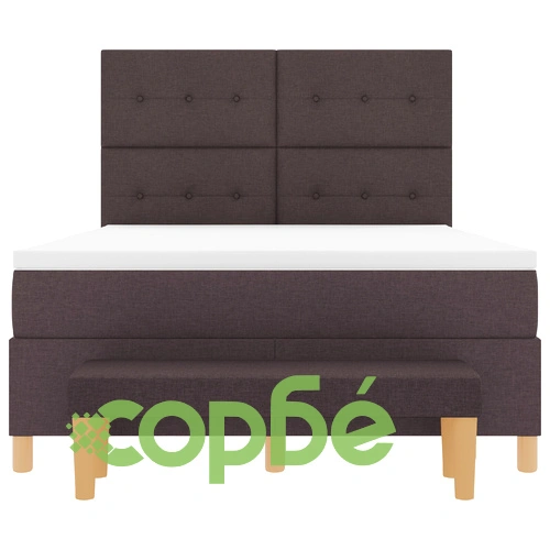 Легло с пружина и матрак с пейка 140x190 см - Тъмно кафяв текстил ➤ топ цена ➤ sorbe.bg