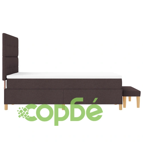 Легло с пружина и матрак с пейка 140x190 см - Тъмно кафяв текстил ➤ топ цена ➤ sorbe.bg